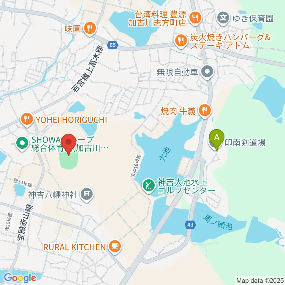 SHOWAグループ陸上競技場周辺のホテル一覧地図