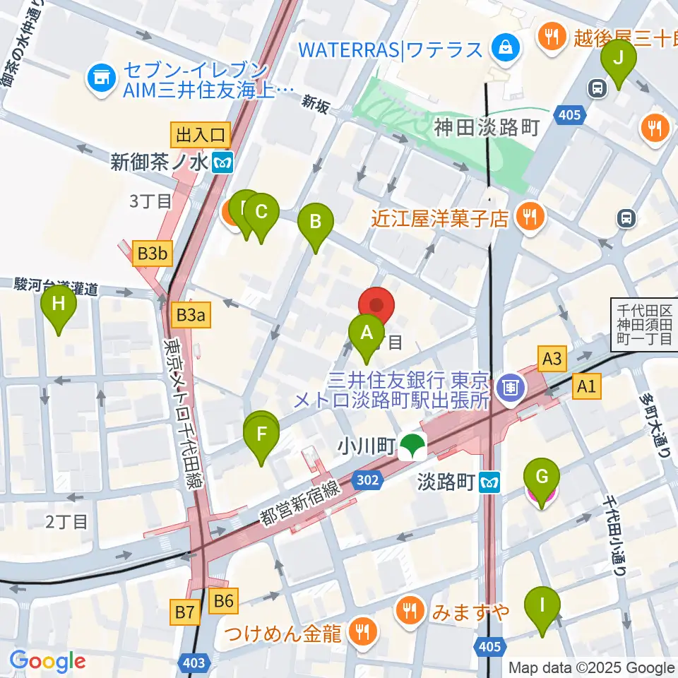 宮地楽器神田お茶の水ホール周辺のホテル一覧地図