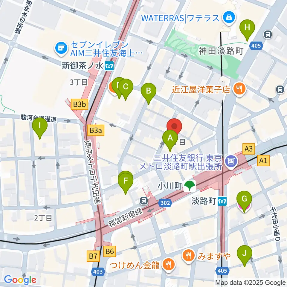 宮地楽器神田お茶の水ホール周辺のホテル一覧地図