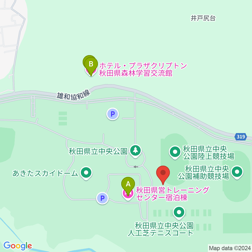 秋田県立中央公園陸上競技場周辺のホテル一覧地図