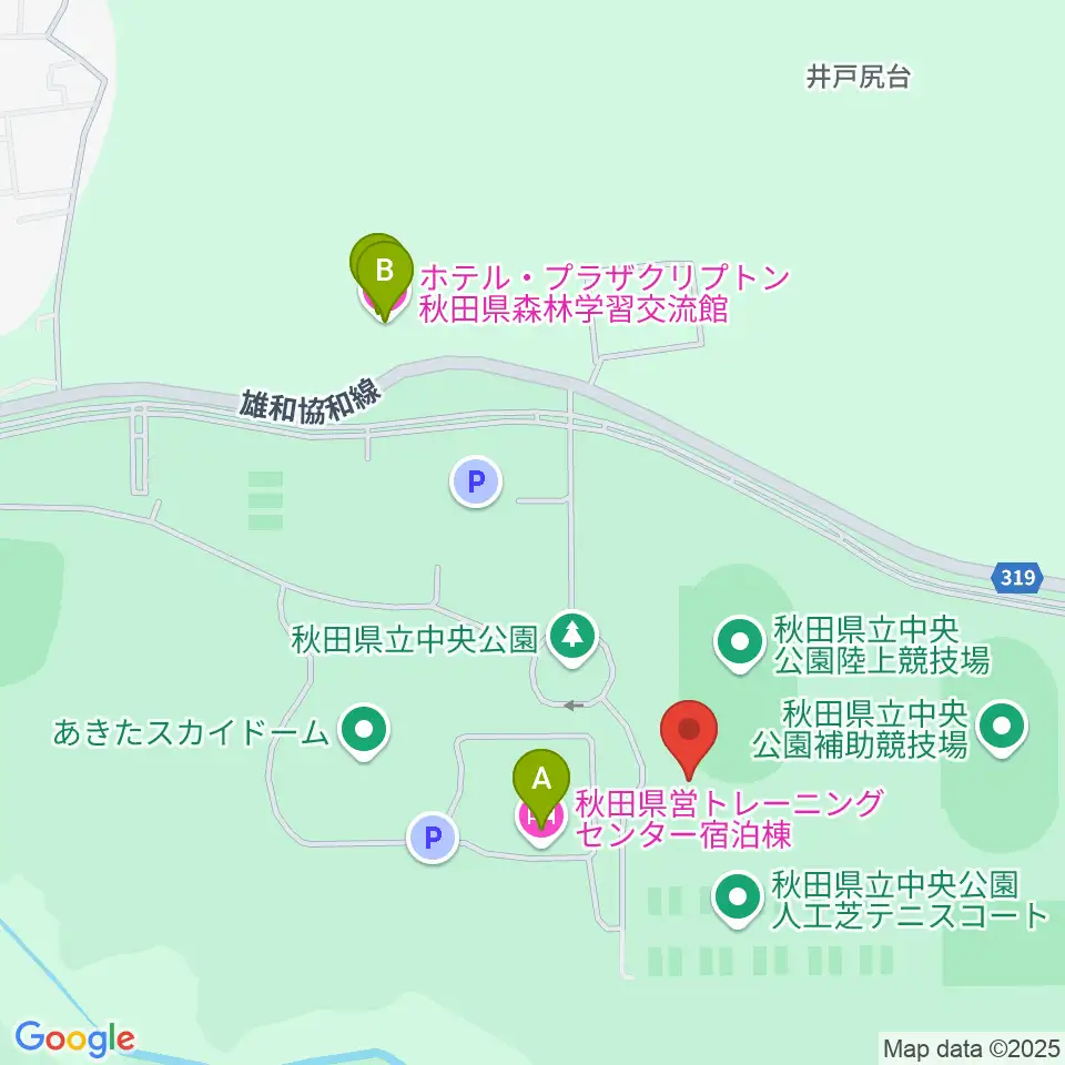 秋田県立中央公園陸上競技場周辺のホテル一覧地図