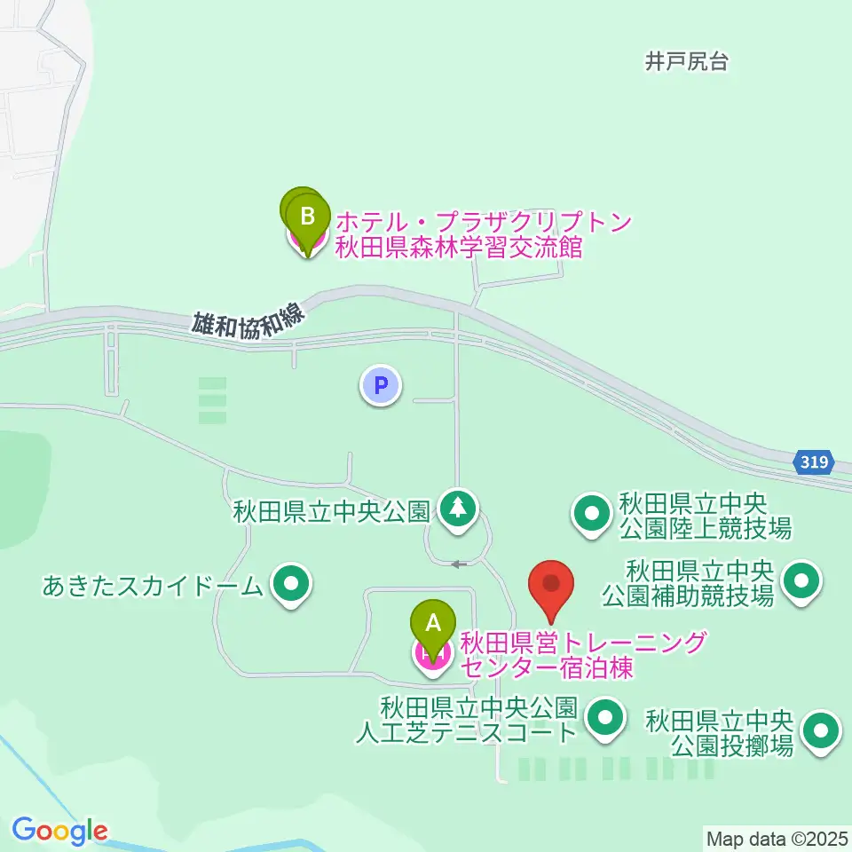 秋田県立中央公園陸上競技場周辺のホテル一覧地図