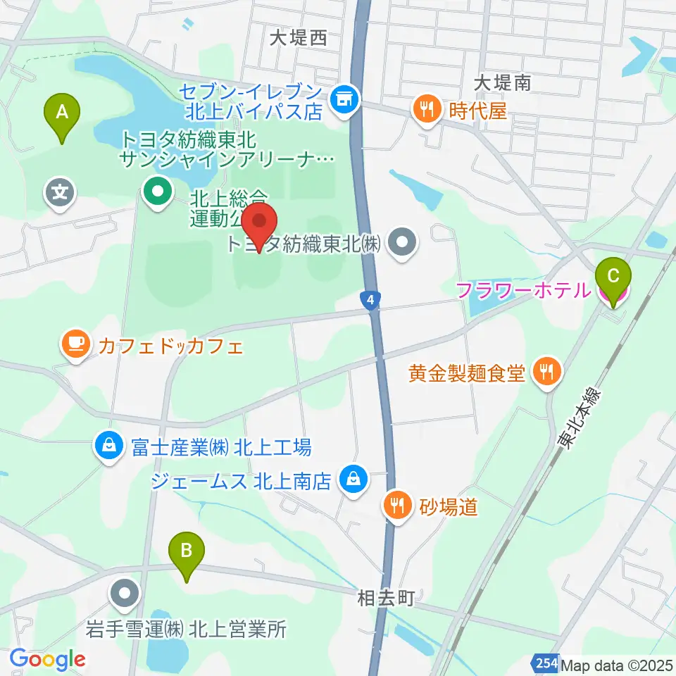 ウエスタンデジタルスタジアムきたかみ周辺のホテル一覧地図