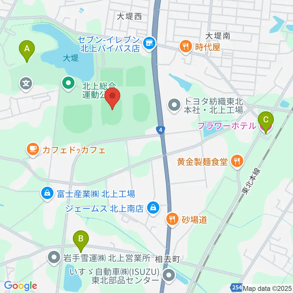 ウエスタンデジタルスタジアムきたかみ周辺のホテル一覧地図