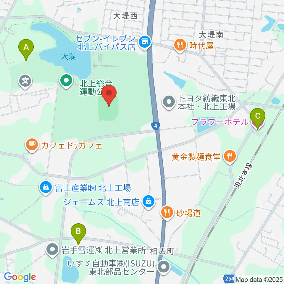 サンディスクスタジアムきたかみ周辺のホテル一覧地図