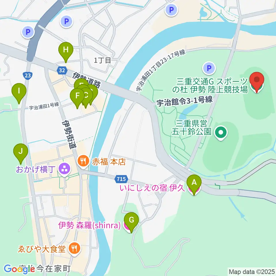 三重交通Gスポーツの杜伊勢陸上競技場周辺のホテル一覧地図