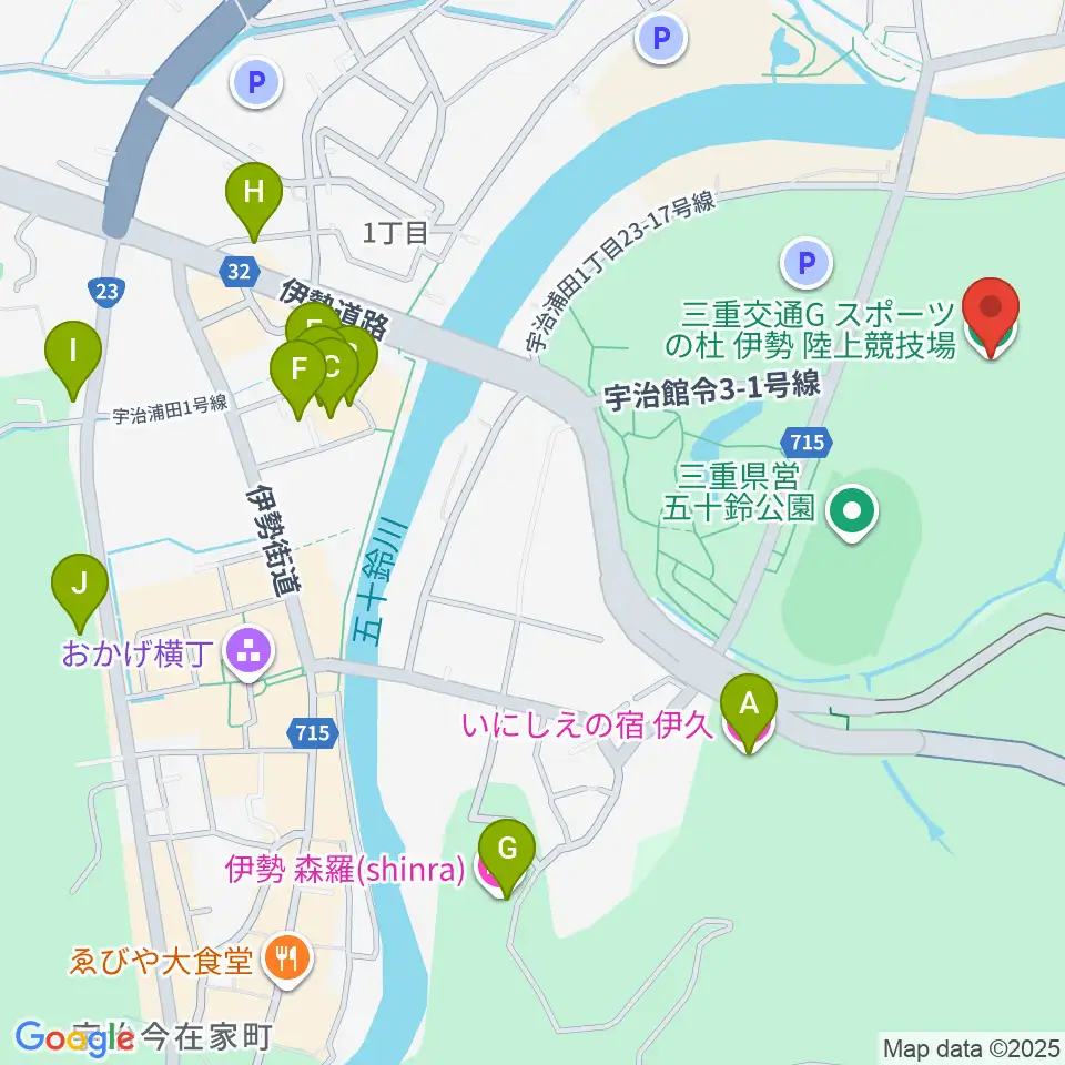 三重交通Gスポーツの杜伊勢陸上競技場周辺のホテル一覧地図
