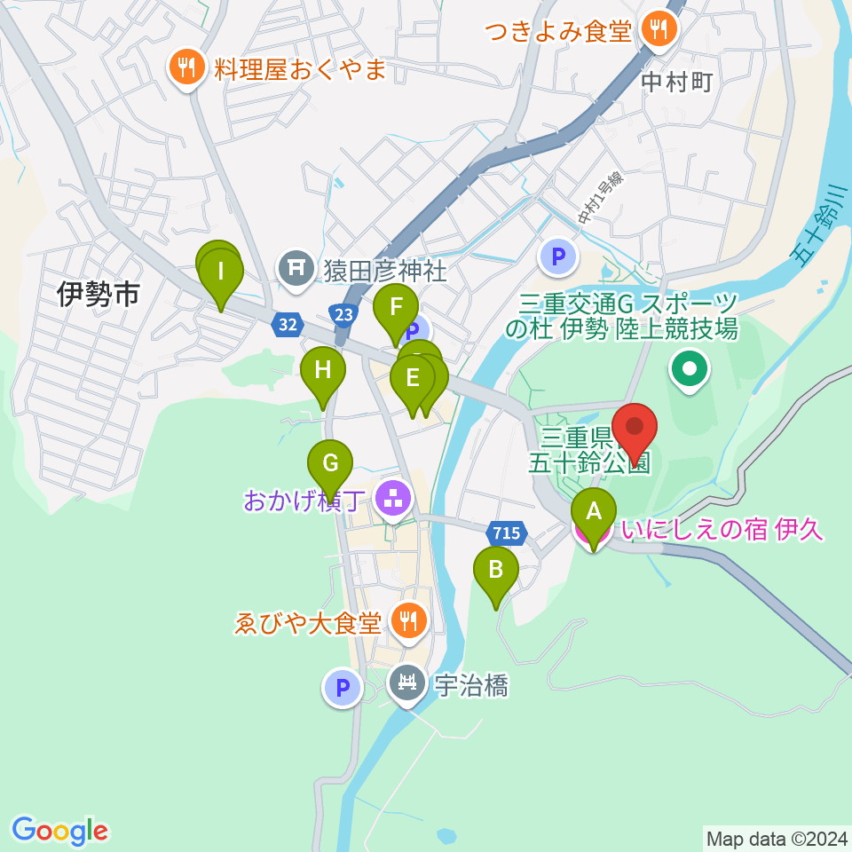 三重交通Gスポーツの杜伊勢第二陸上競技場周辺のホテル一覧地図