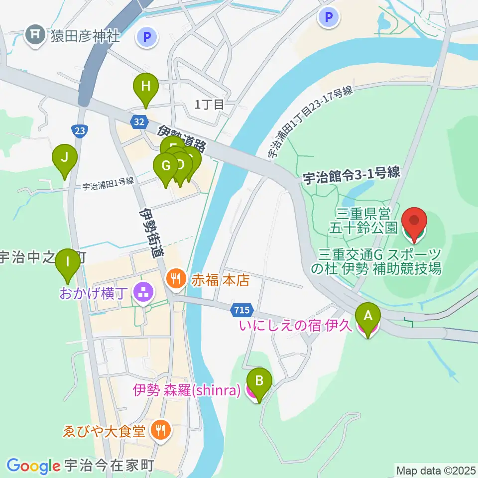三重交通Gスポーツの杜伊勢第二陸上競技場周辺のホテル一覧地図