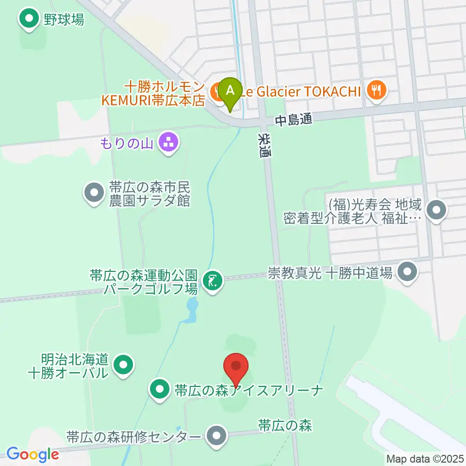 帯広の森陸上競技場周辺のホテル一覧地図