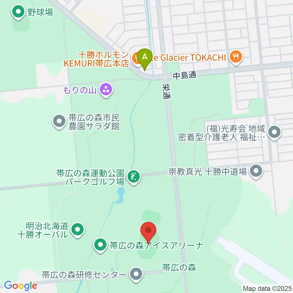 帯広の森陸上競技場周辺のホテル一覧地図