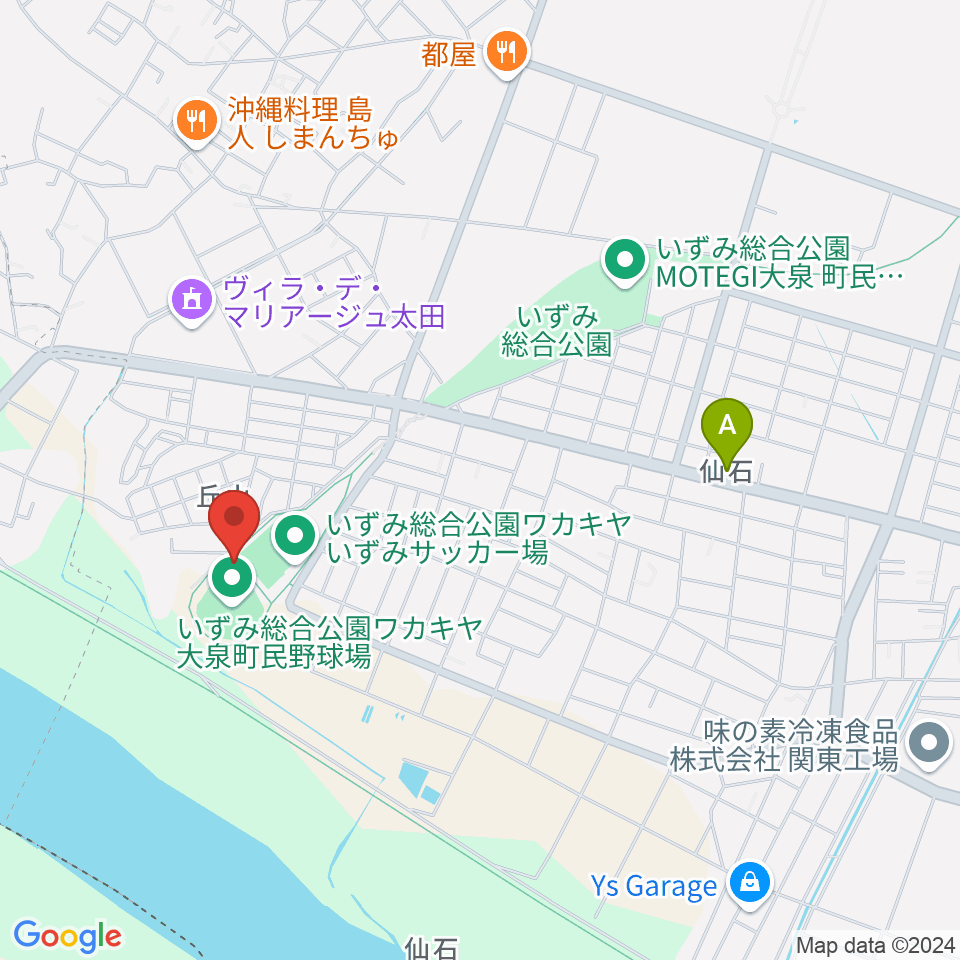 いずみ総合公園ワカキヤ大泉町民野球場周辺のホテル一覧地図