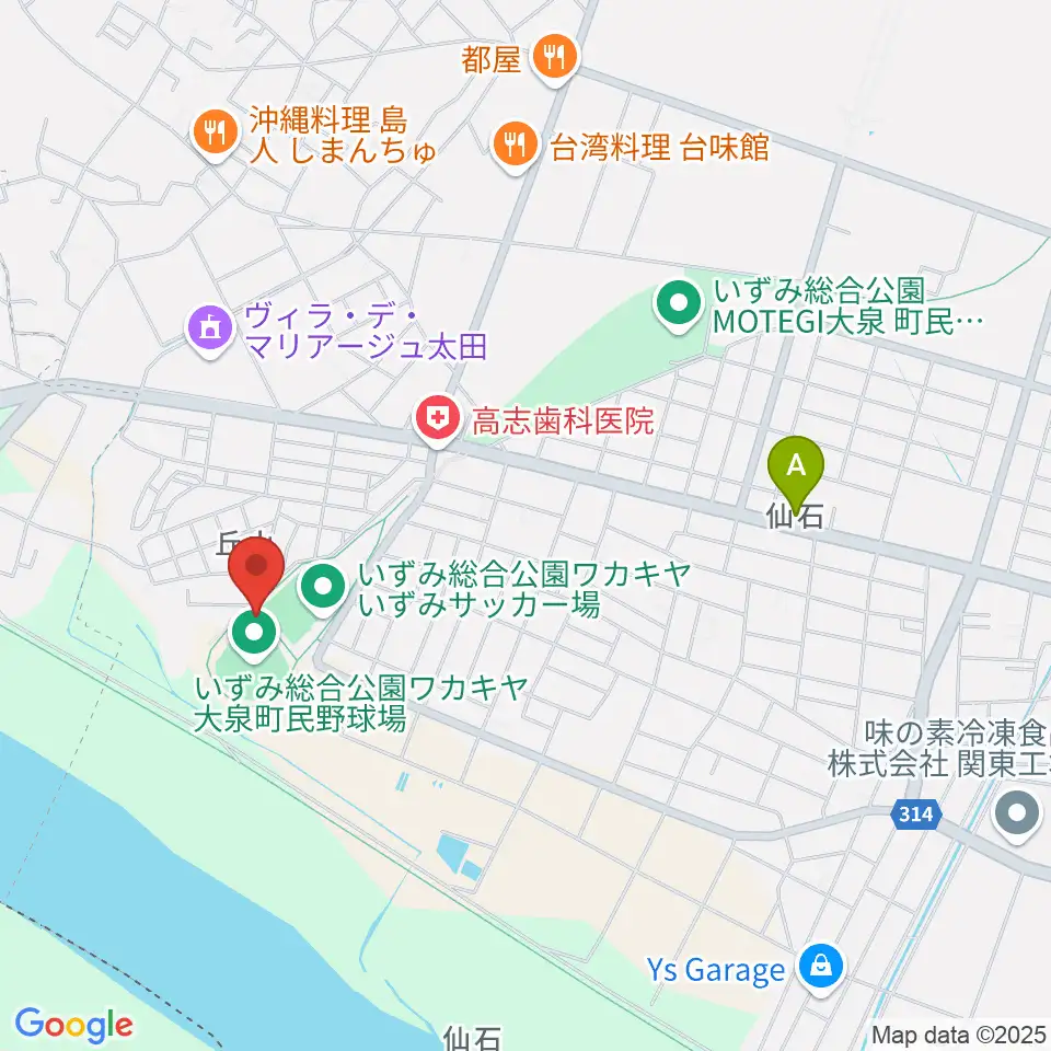 いずみ総合公園ワカキヤ大泉町民野球場周辺のホテル一覧地図