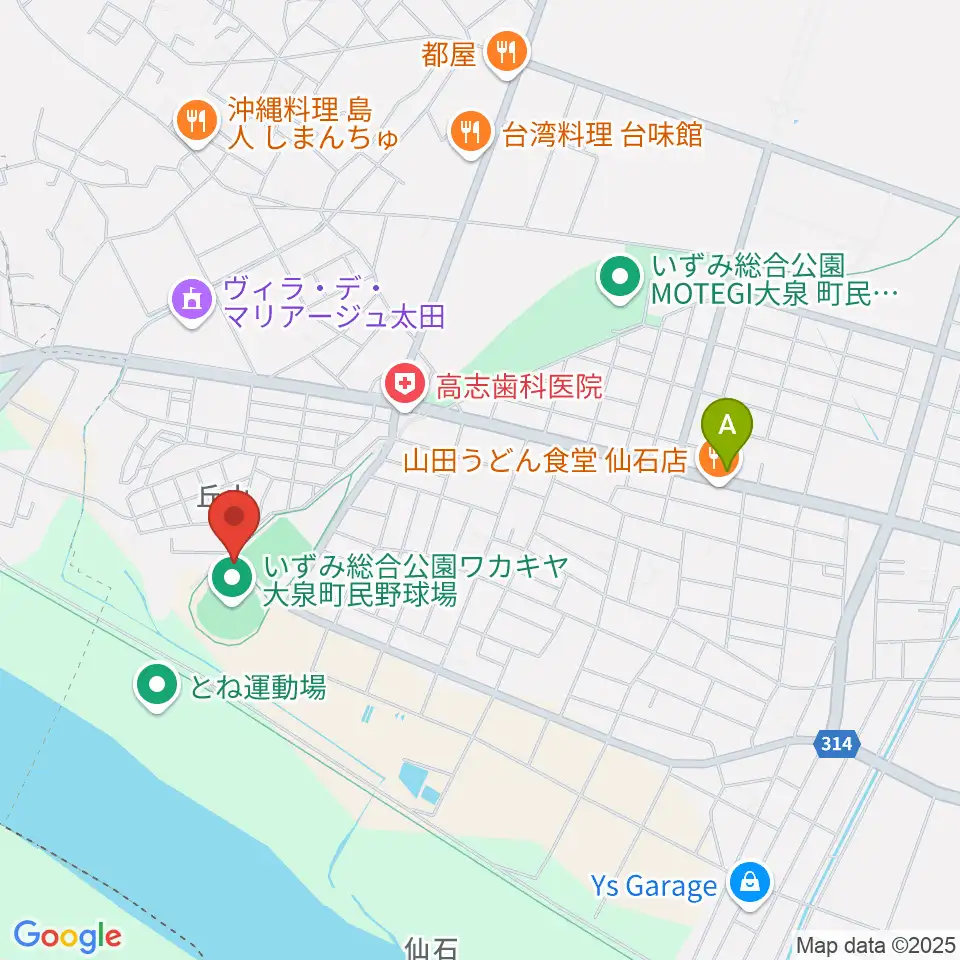いずみ総合公園ワカキヤ大泉町民野球場周辺のホテル一覧地図