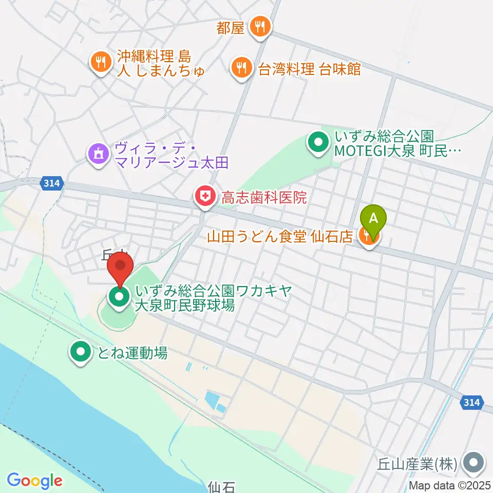 いずみ総合公園ワカキヤ大泉町民野球場周辺のホテル一覧地図