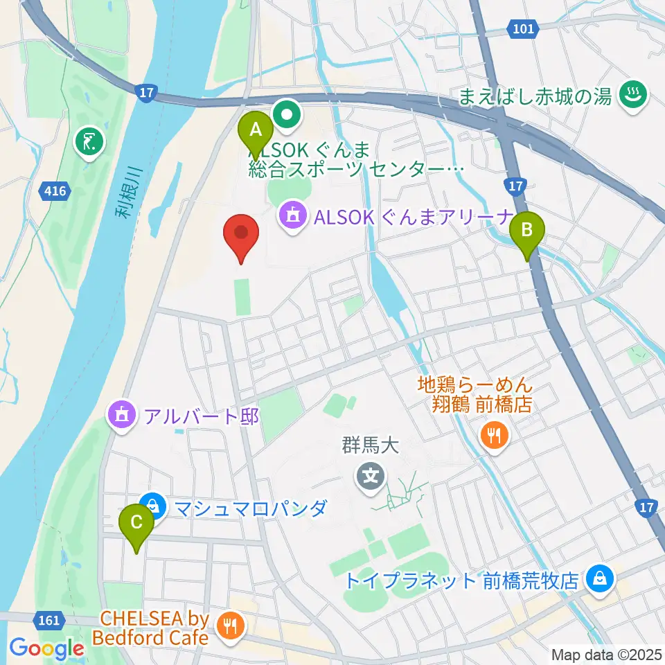 ALSOKぐんまサブアリーナ周辺のホテル一覧地図