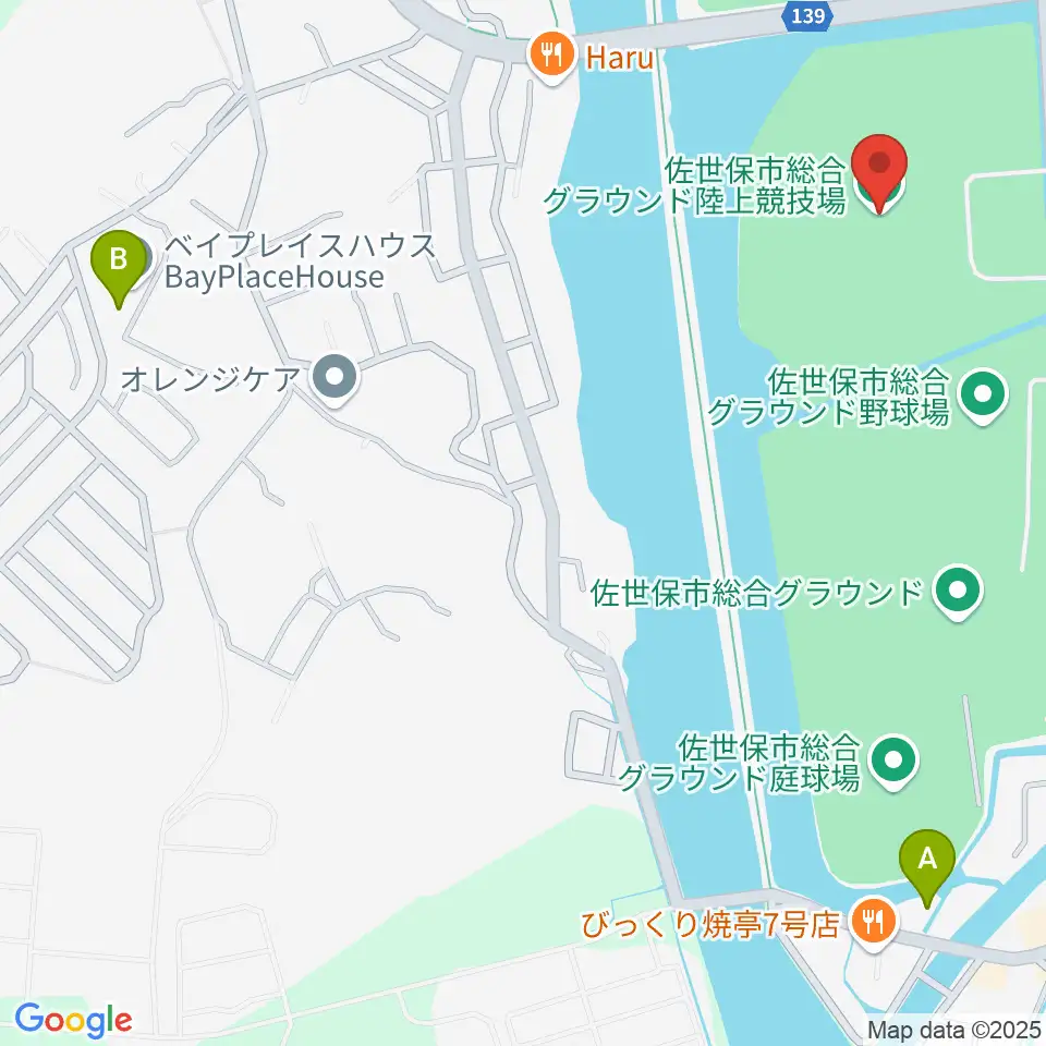 佐世保市総合グラウンド陸上競技場周辺のホテル一覧地図