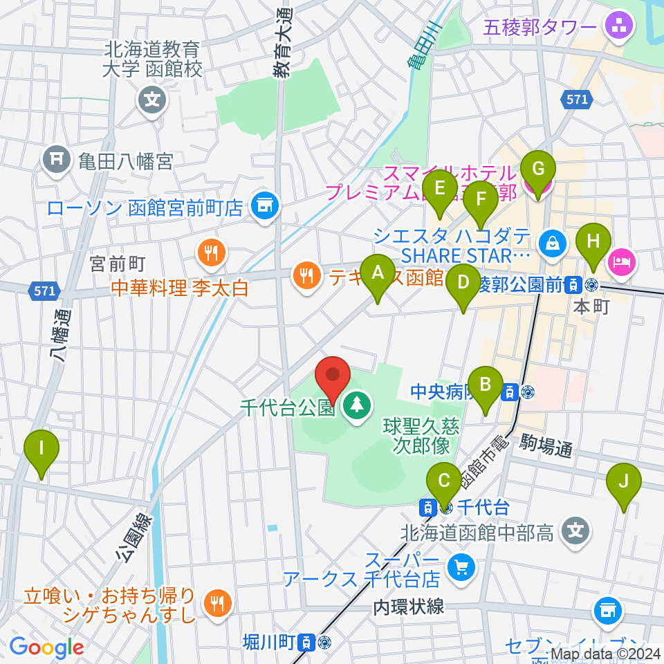 千代台公園陸上競技場周辺のホテル一覧地図