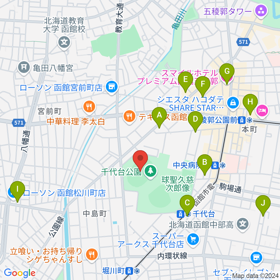 千代台公園陸上競技場周辺のホテル一覧地図