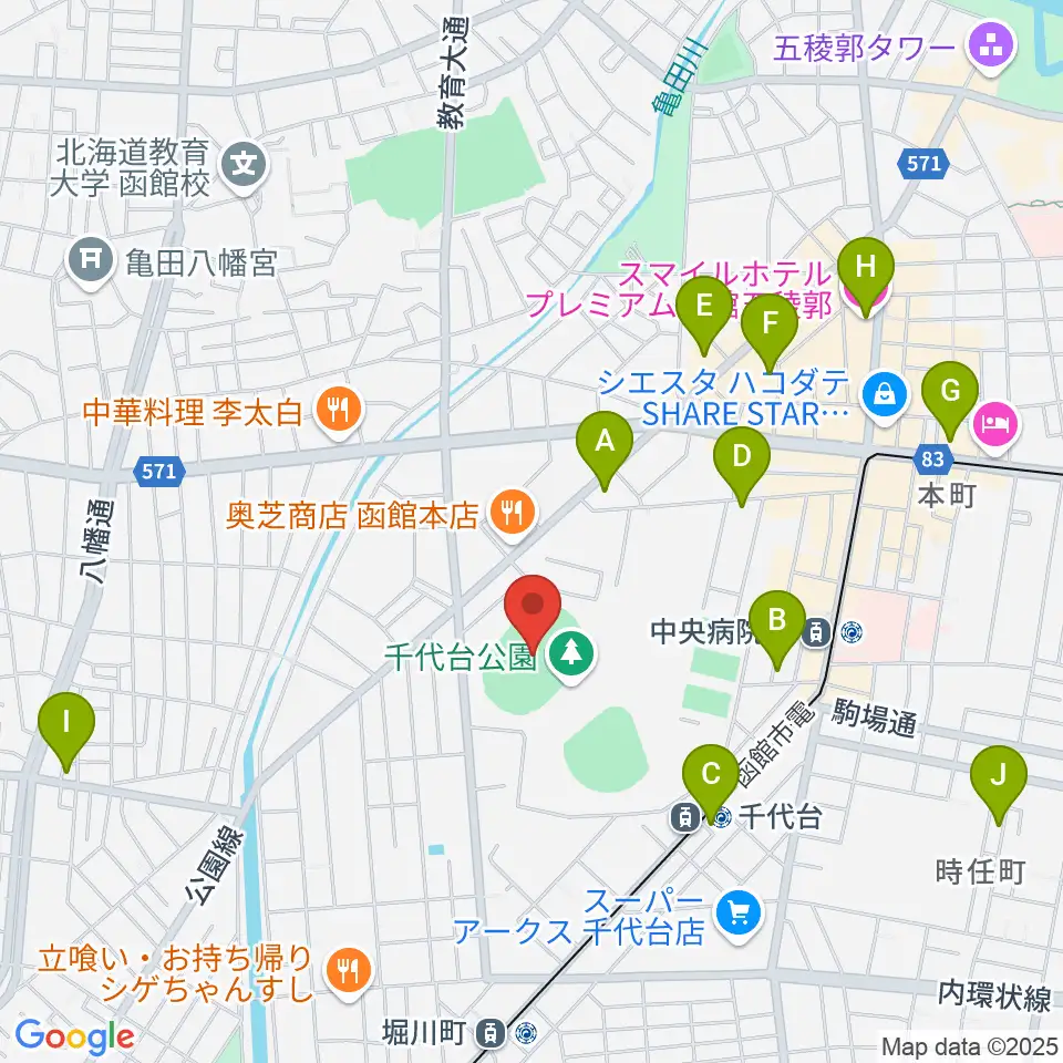 千代台公園陸上競技場周辺のホテル一覧地図