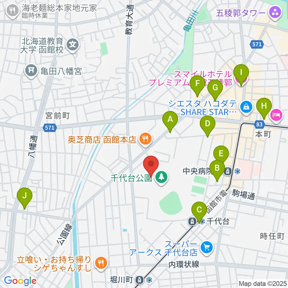 千代台公園陸上競技場周辺のホテル一覧地図