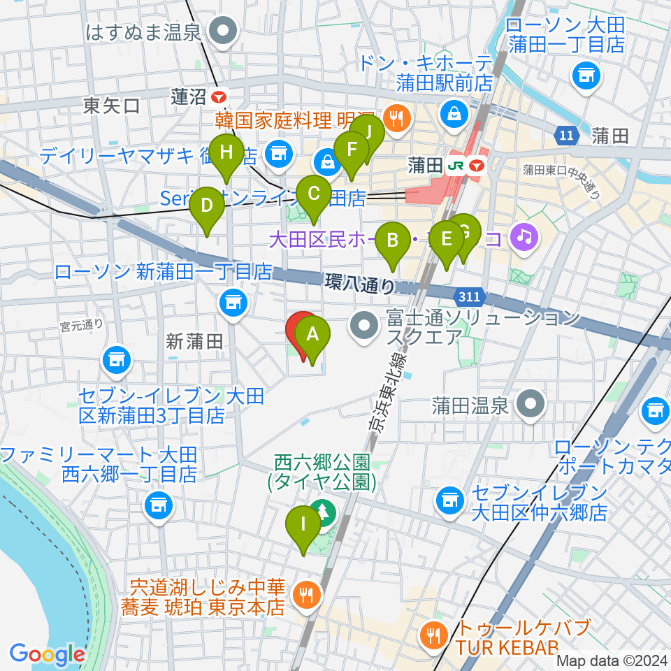 カムカム新蒲田周辺のホテル一覧地図