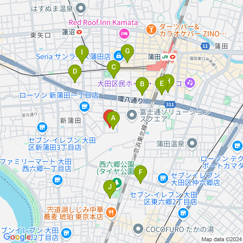 カムカム新蒲田周辺のホテル一覧地図