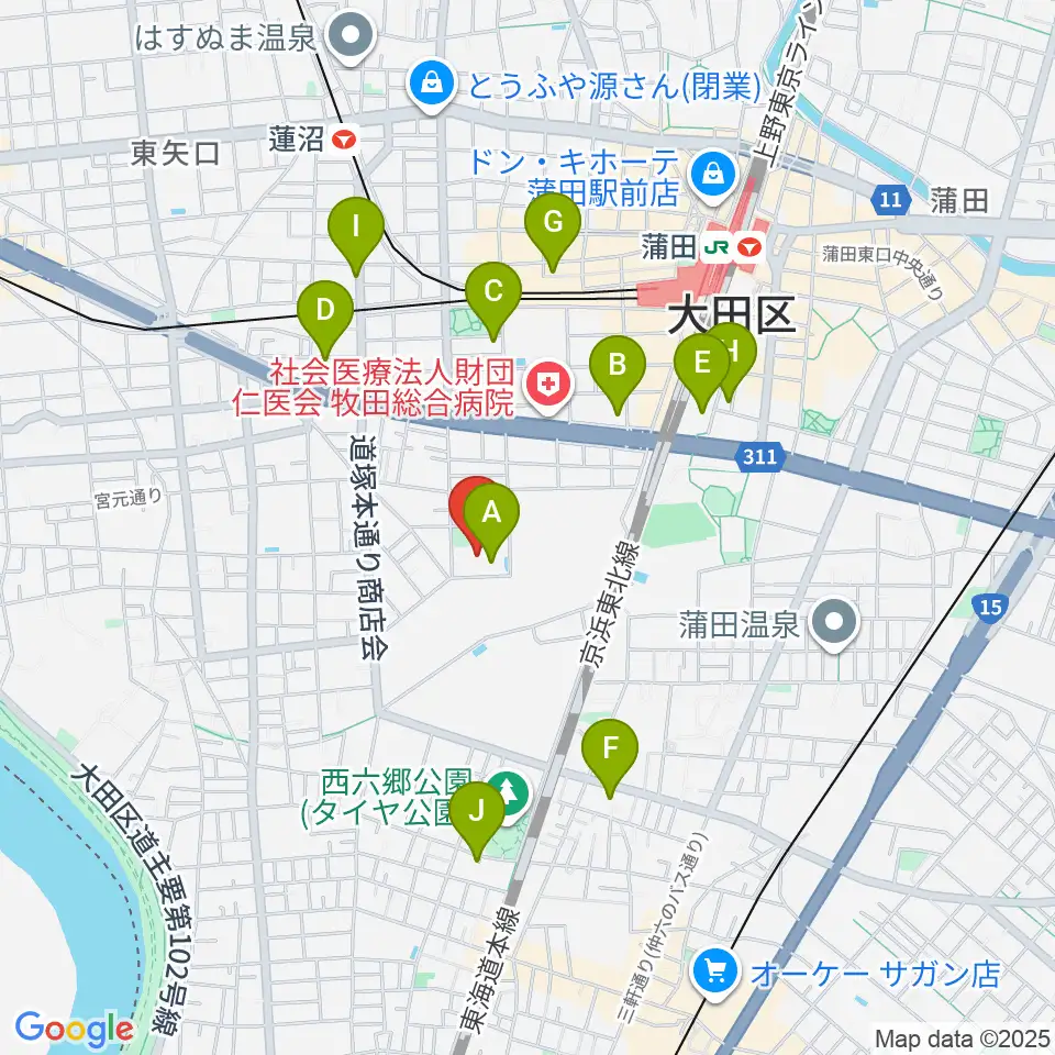 カムカム新蒲田周辺のホテル一覧地図