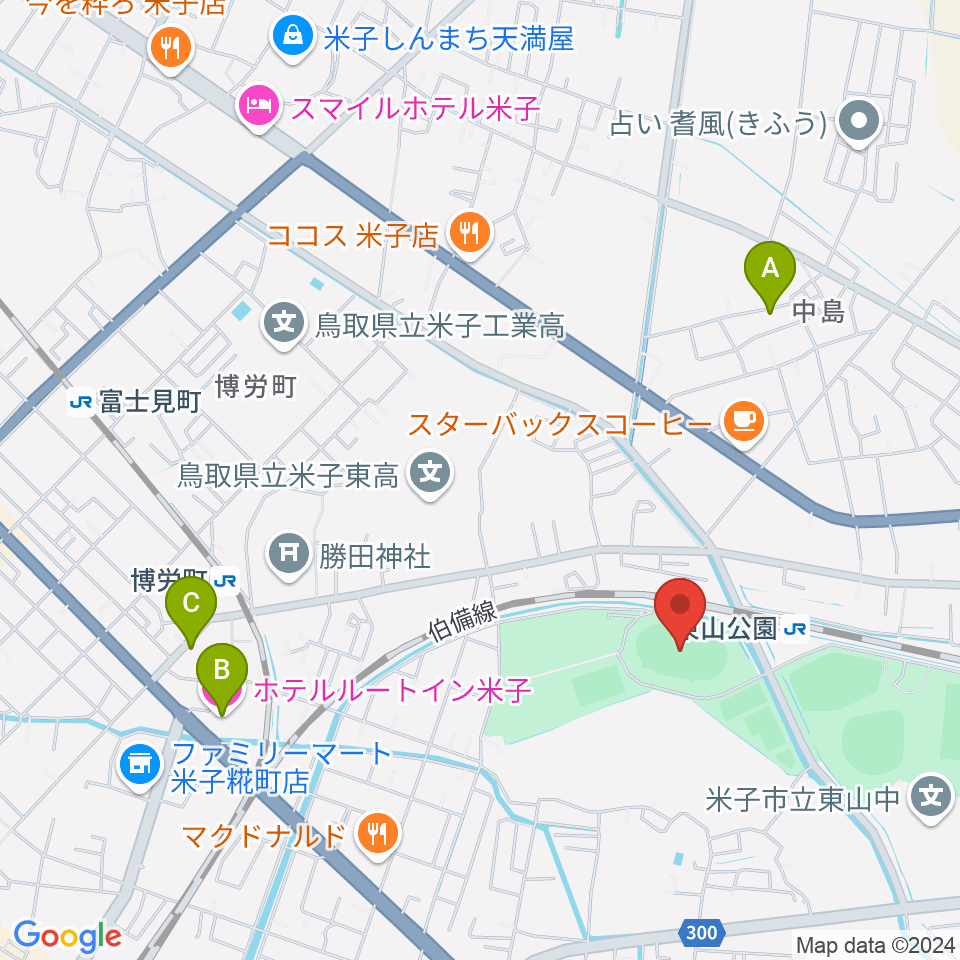 どらドラパーク米子陸上競技場周辺のホテル一覧地図