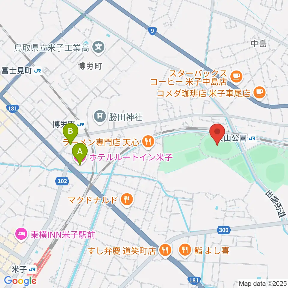どらドラパーク米子陸上競技場周辺のホテル一覧地図