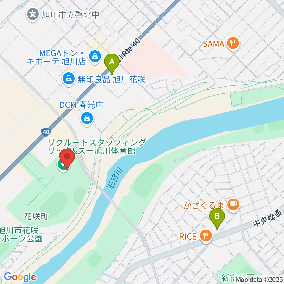 リクルートスタッフィング リック&スー旭川体育館周辺のホテル一覧地図