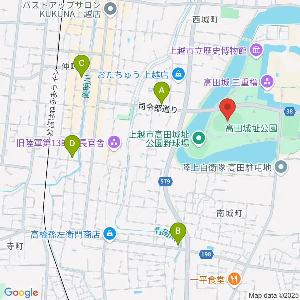高田城址公園陸上競技場周辺のホテル一覧地図