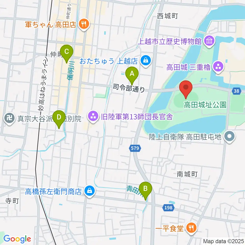 高田城址公園陸上競技場周辺のホテル一覧地図