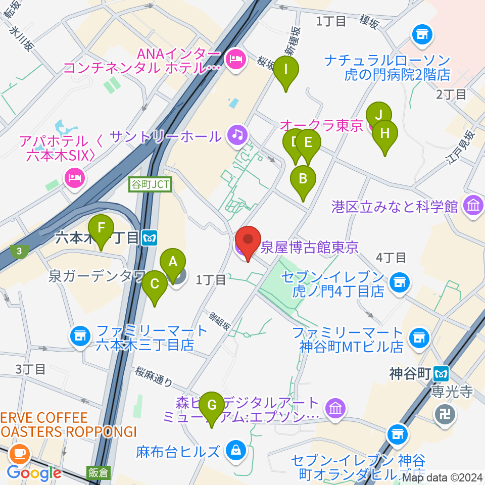 泉屋博古館東京周辺のホテル一覧地図