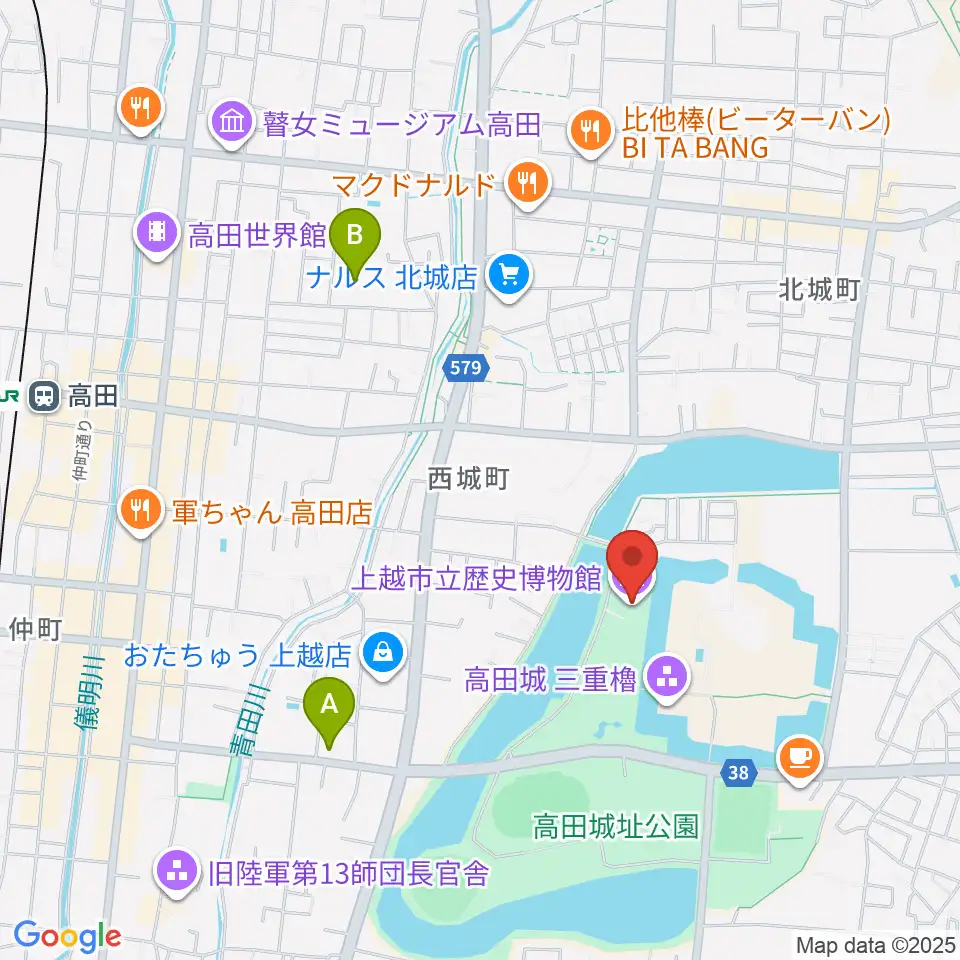 上越市立歴史博物館周辺のホテル一覧地図