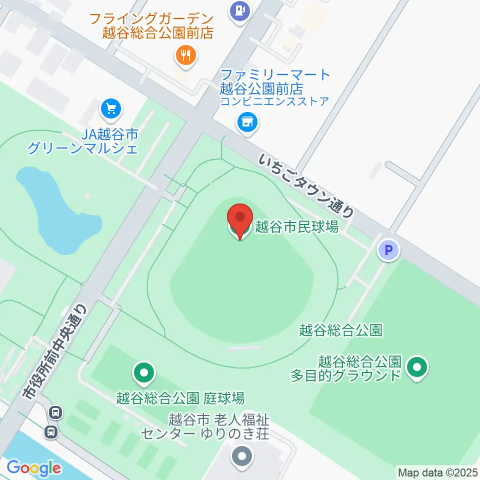 越谷市民球場周辺のホテル一覧地図