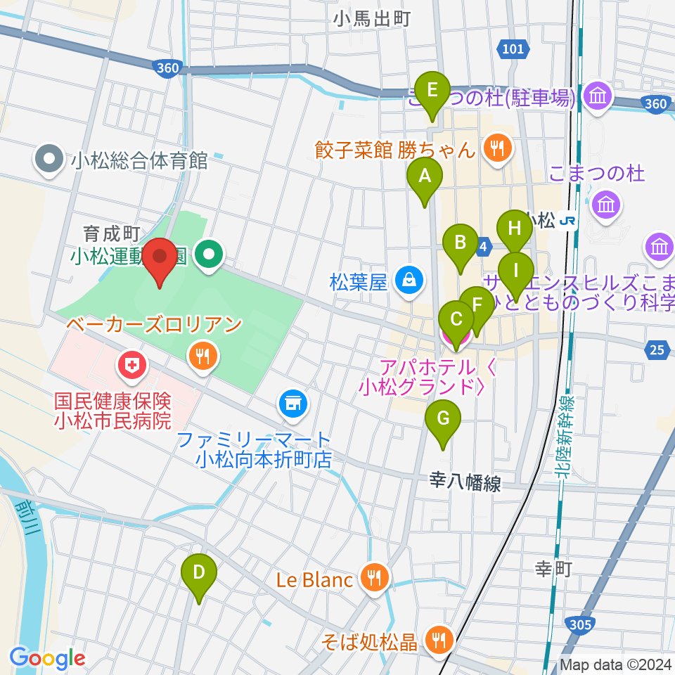 勧進帳スタジアム周辺のホテル一覧地図