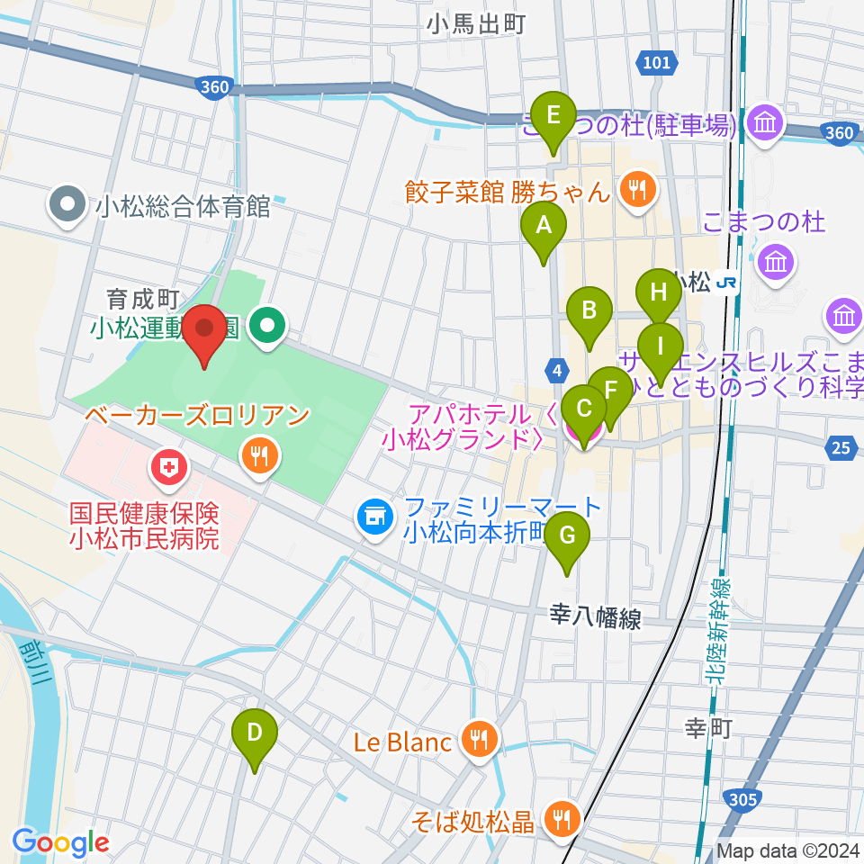 勧進帳スタジアム周辺のホテル一覧地図