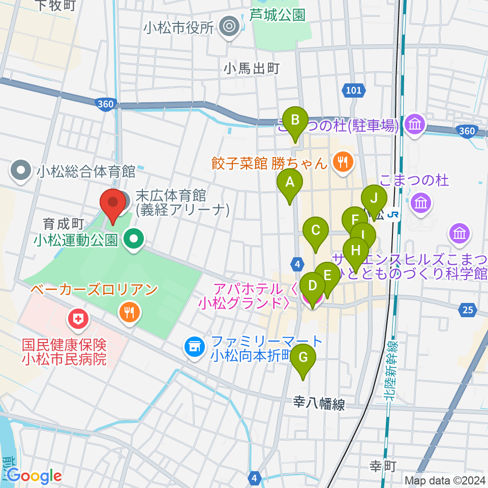 義経アリーナ周辺のホテル一覧地図