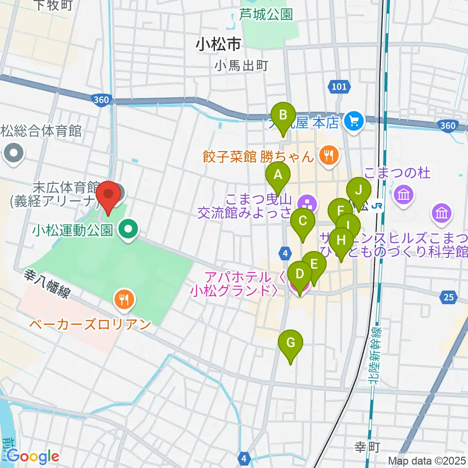 義経アリーナ周辺のホテル一覧地図