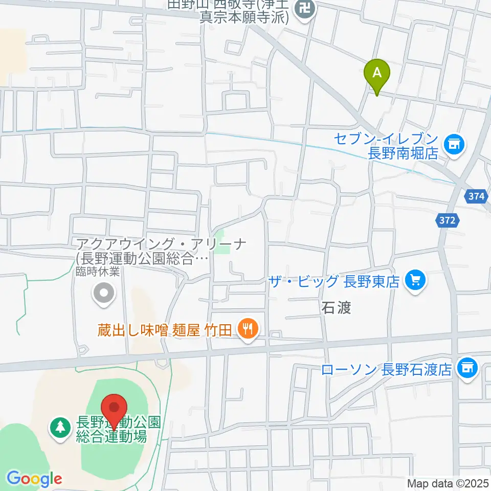 長野市営陸上競技場周辺のホテル一覧地図