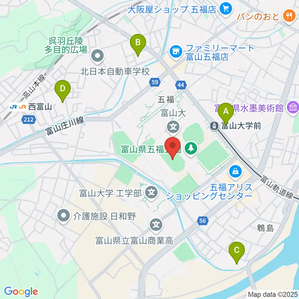 五福陸上競技場周辺のホテル一覧地図