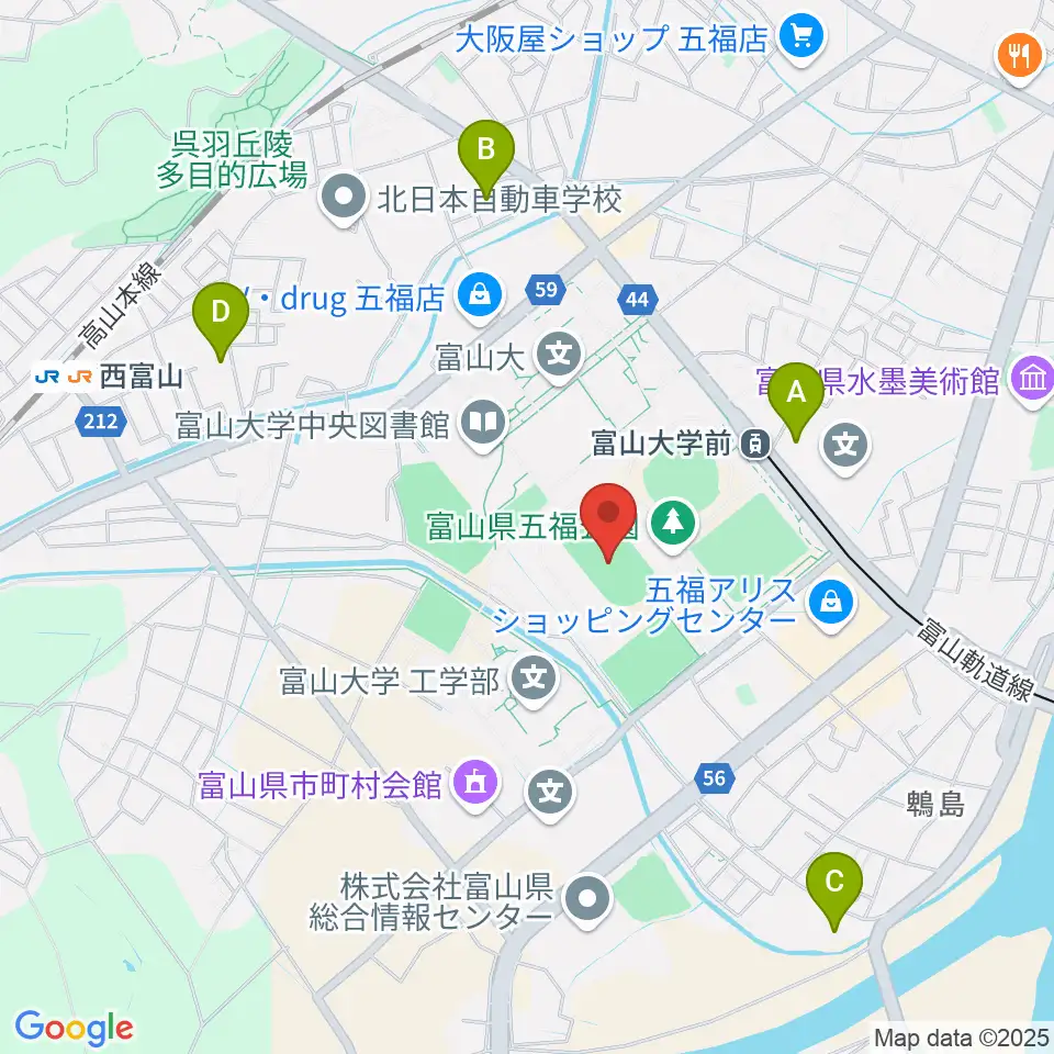五福陸上競技場周辺のホテル一覧地図