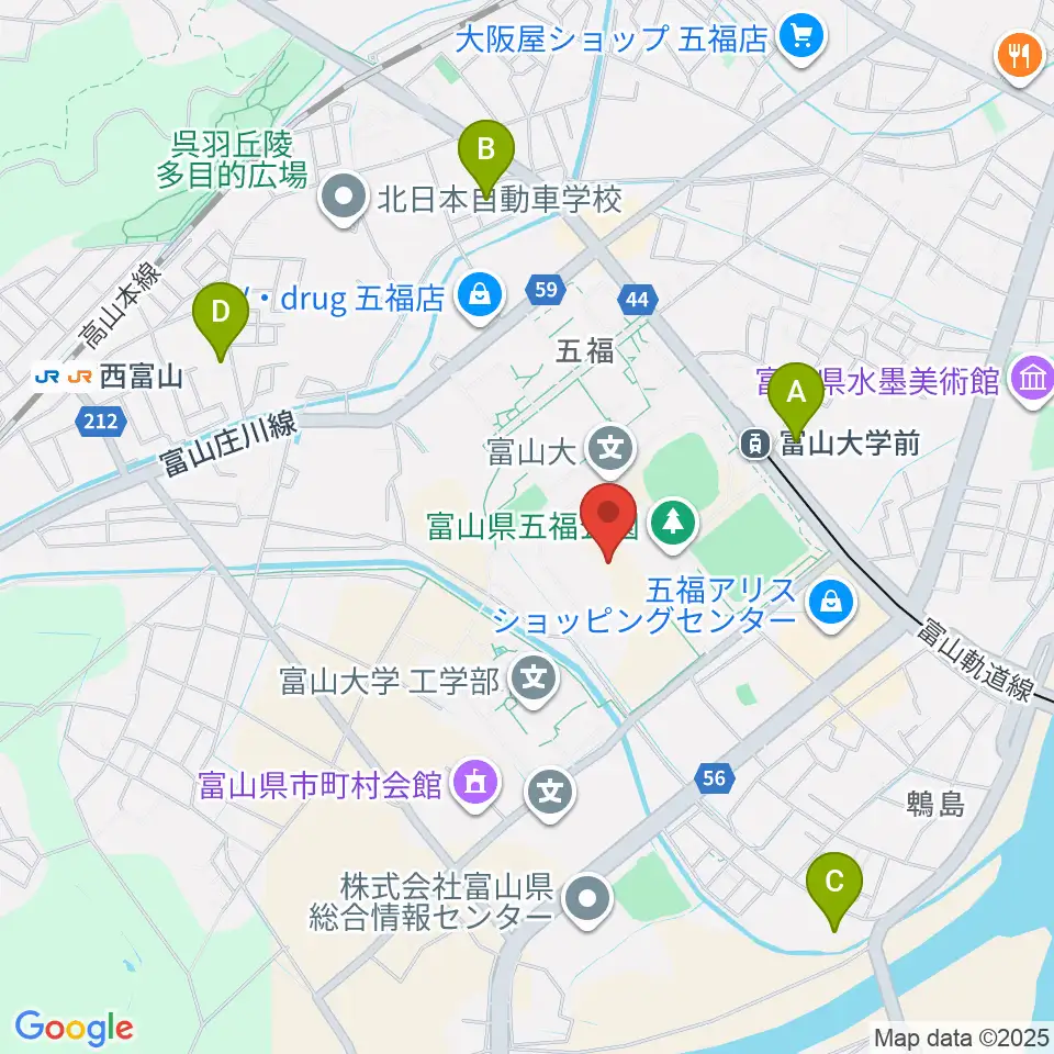 五福陸上競技場周辺のホテル一覧地図
