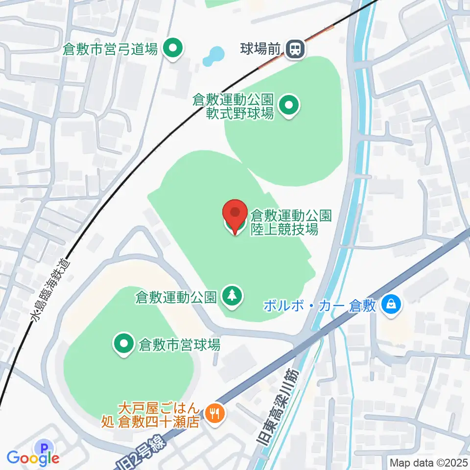 倉敷運動公園陸上競技場周辺のホテル一覧地図