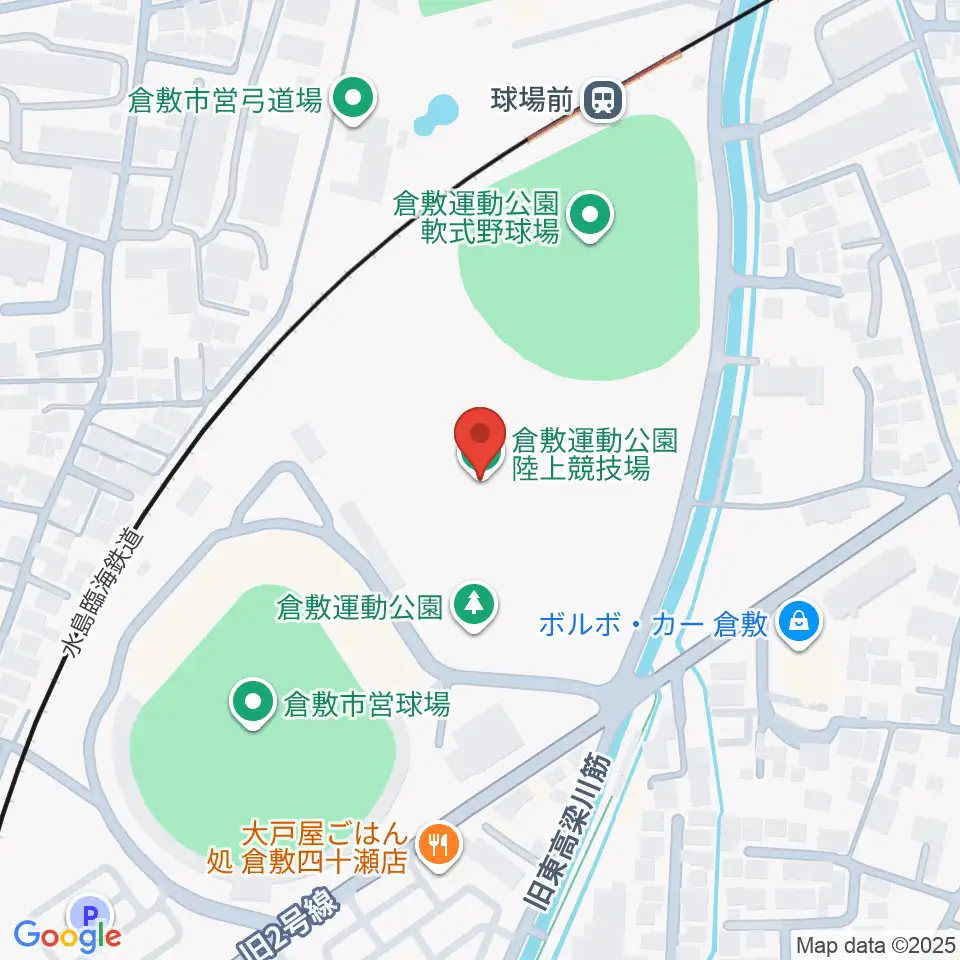 倉敷運動公園陸上競技場周辺のホテル一覧地図
