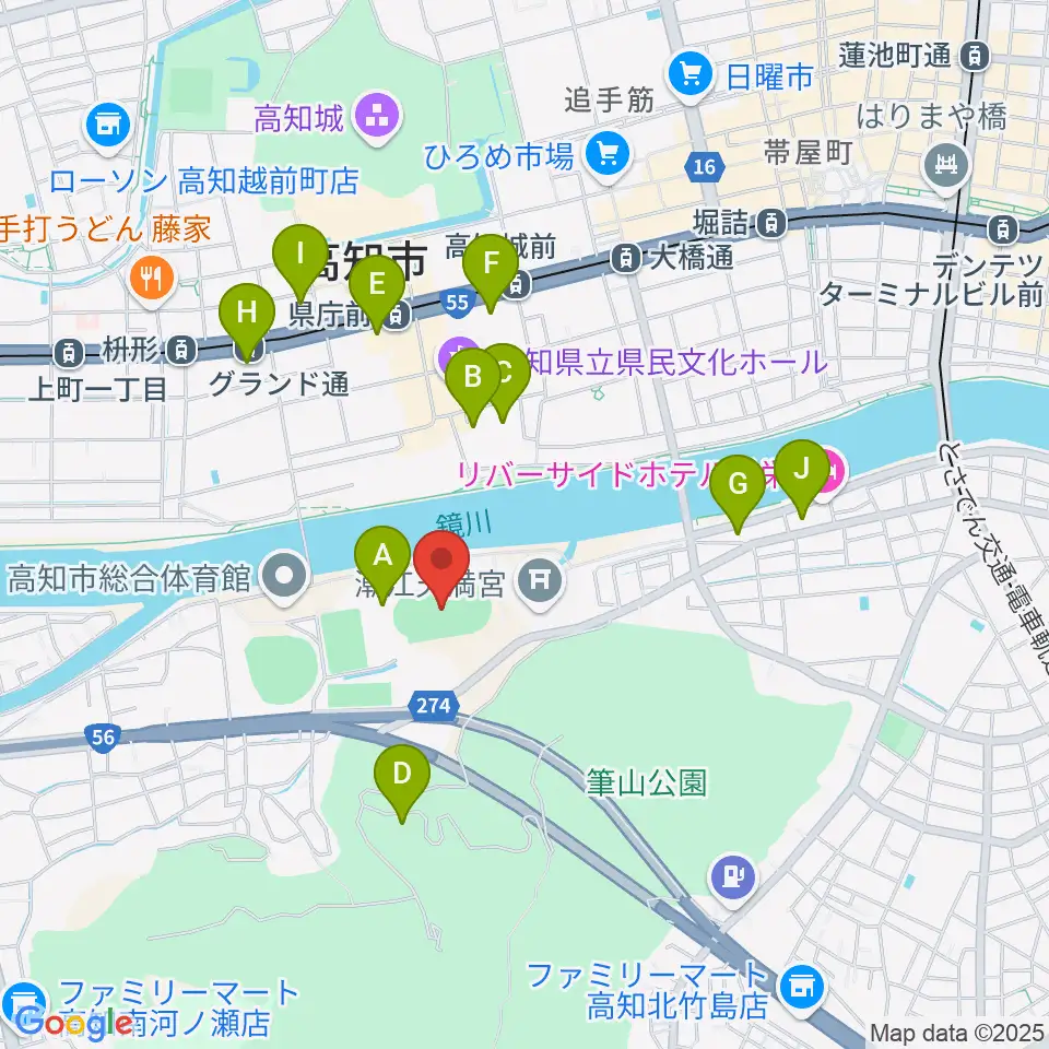 りょうまスタジアム周辺のホテル一覧地図
