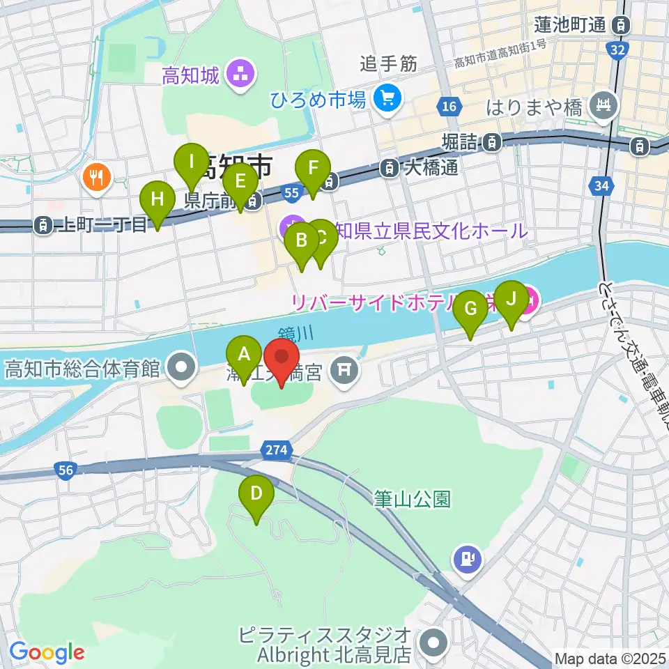 りょうまスタジアム周辺のホテル一覧地図