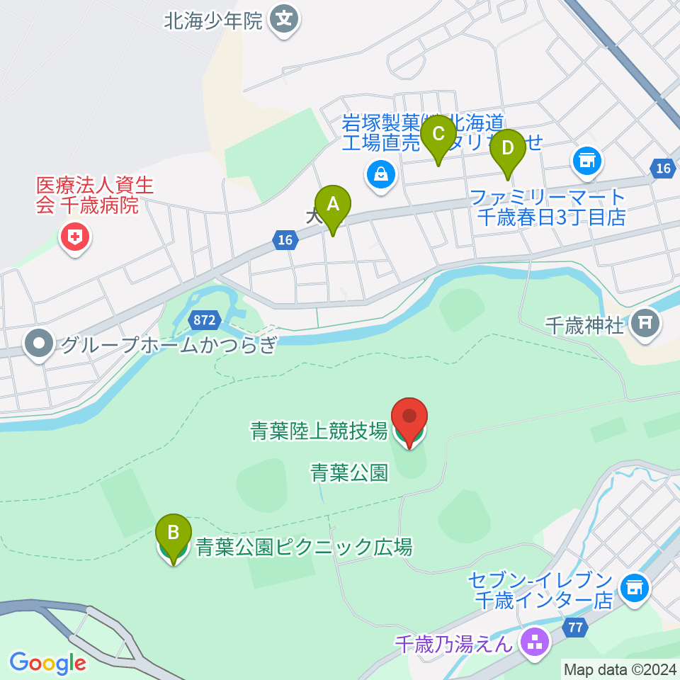 青葉陸上競技場周辺のホテル一覧地図