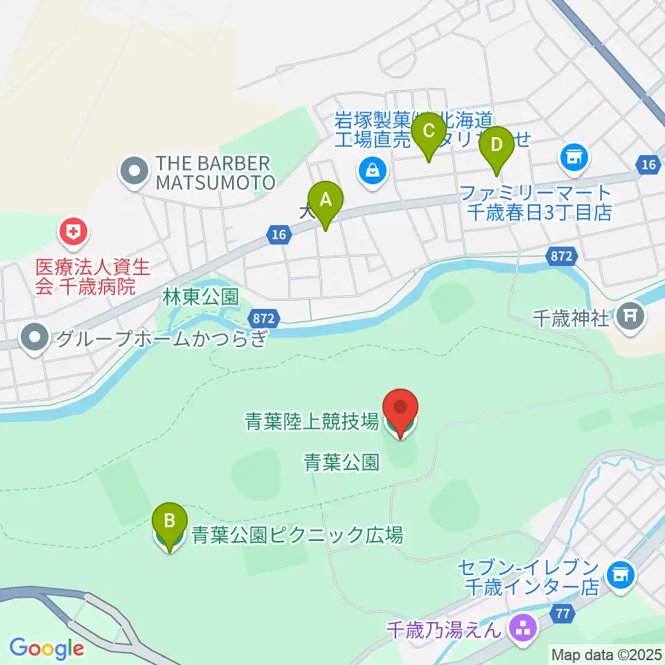 青葉陸上競技場周辺のホテル一覧地図